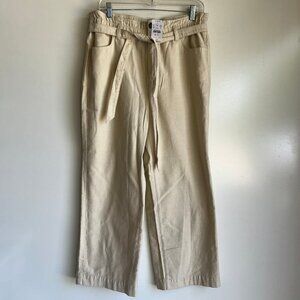 NWT J.CREW Cropped Twill Paper-Bag Pants with Belt Ivory Size 10